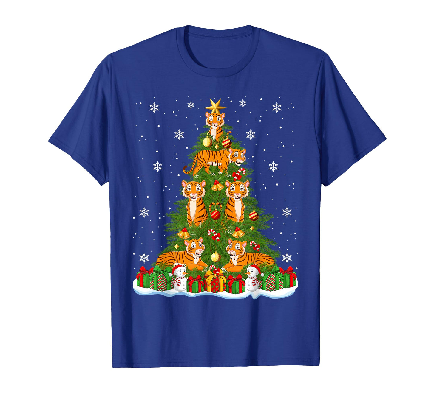 Cute Tiger Christmas Tree Holiday Decor Funny Xmas Lights T-Shirt