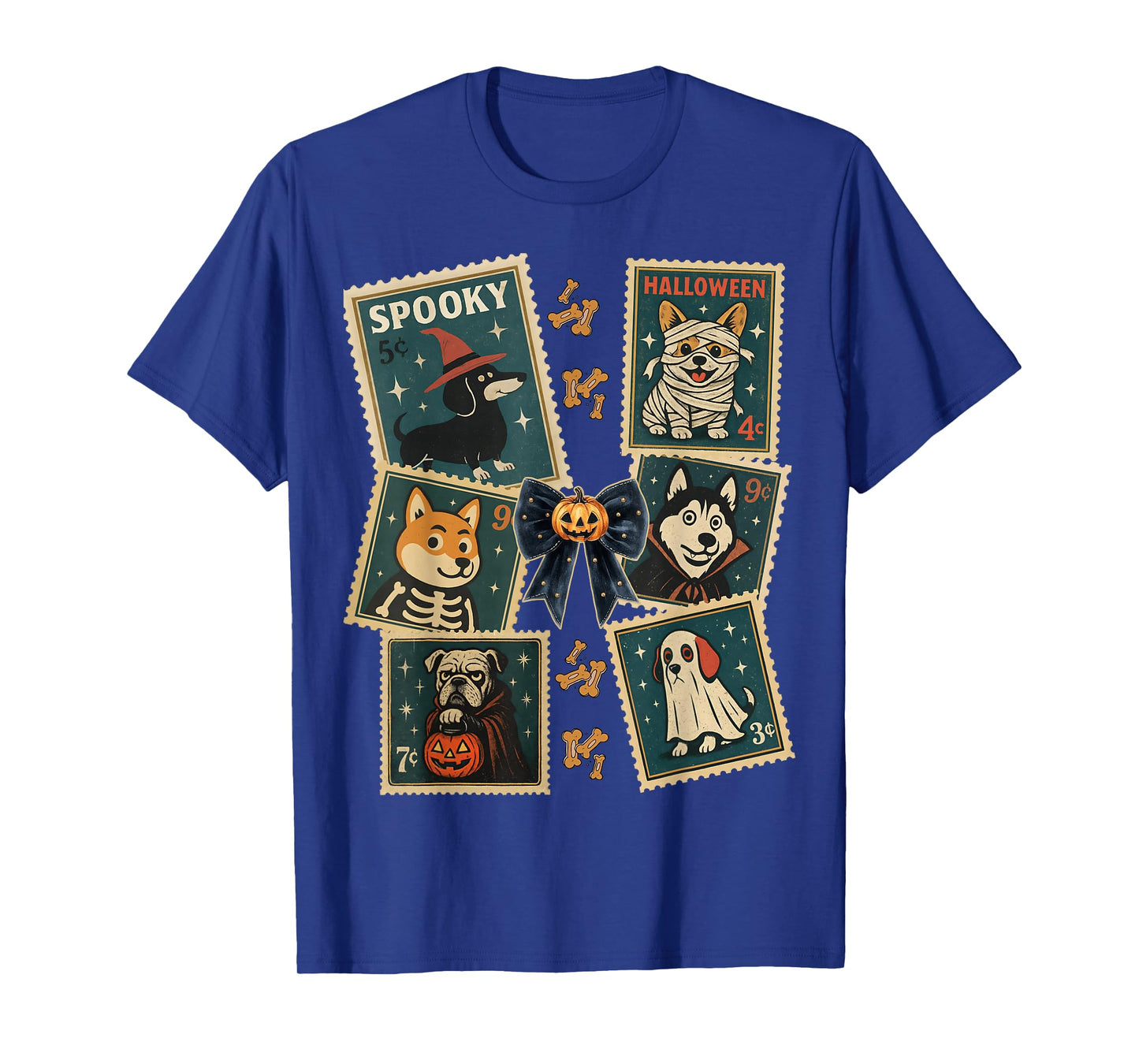 Spooky Dog Halloween Vintage Stamp Costume Design Apparel T-Shirt
