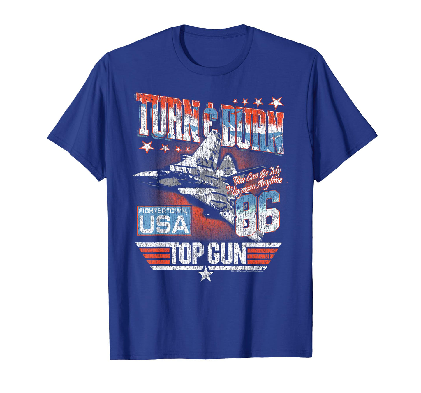 Top Gun Turn & Burn Distressed Vintage Classic Action Movie T-Shirt