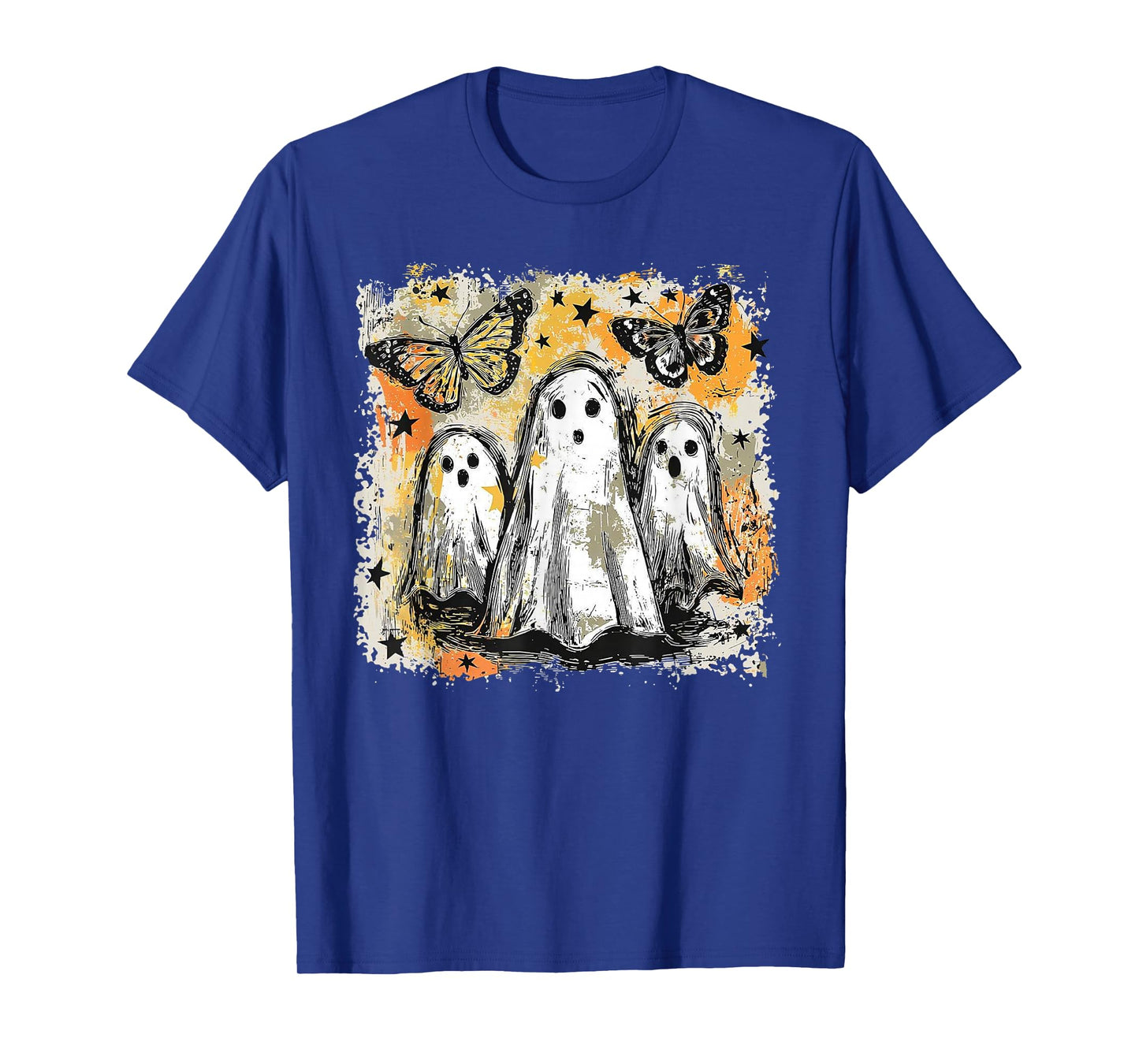 Halloween Ghost Wearing Witch Hat & Jack-o'-Lantern T-Shirt