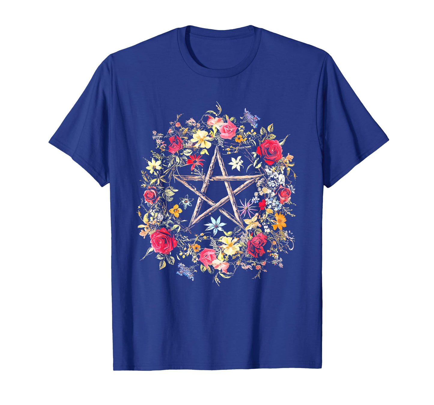 Boho Flower Pentagram Witchy Wicca Witchcraft Pagan Occult T-Shirt