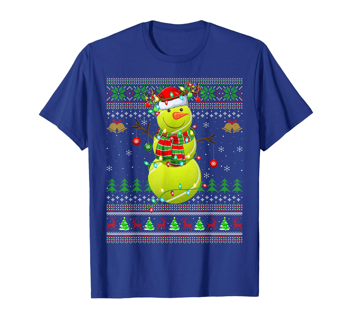 Tennis Ball Snowman Ugly Christmas Sweaters Santa Xmas T-Shirt