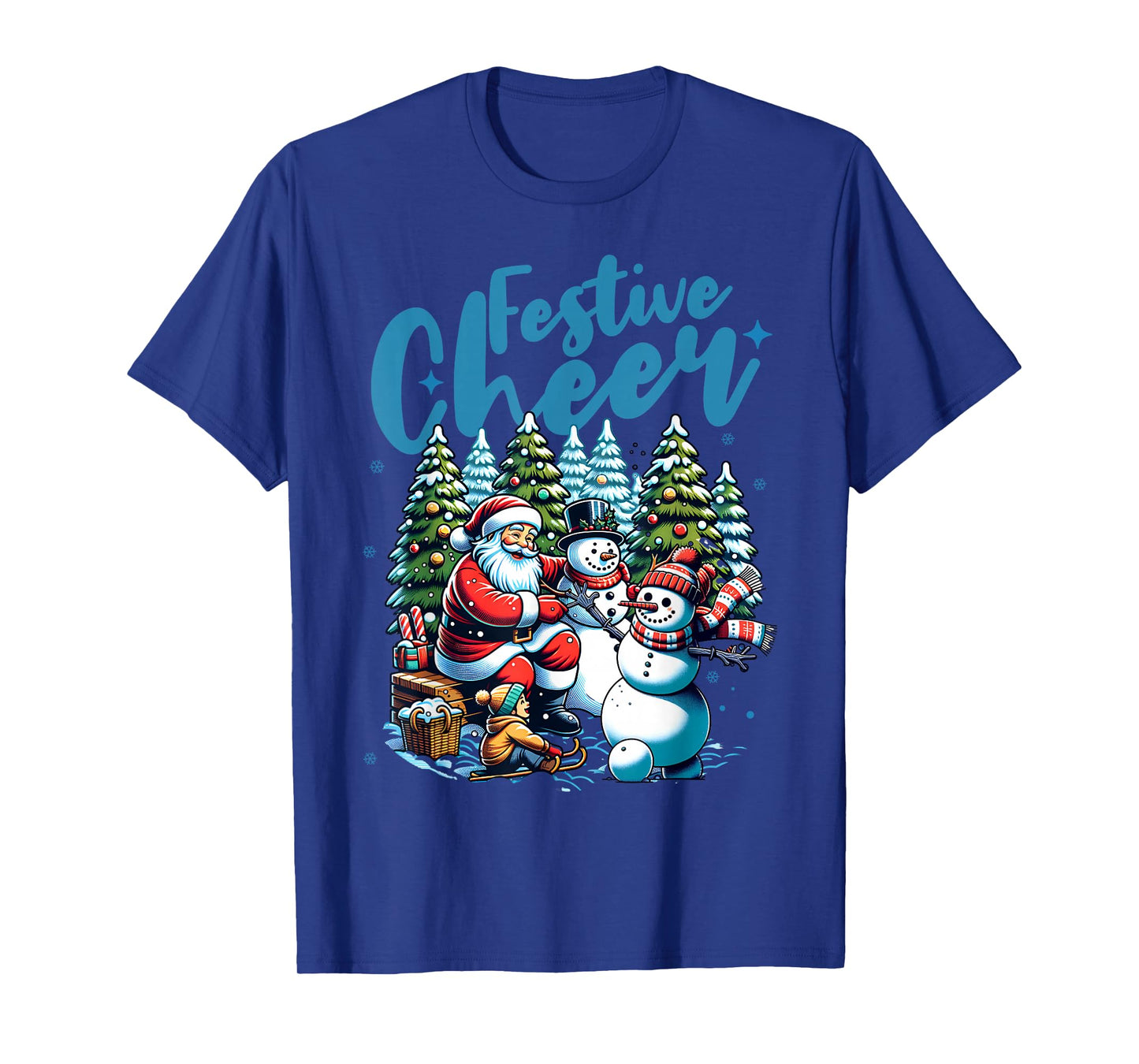 Festive Cheer Christmas Santa & Snowman T-Shirt