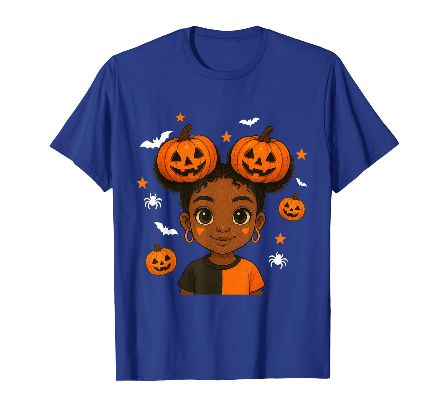 African American Black Girl Cute Halloween Pumpkin T-Shirt