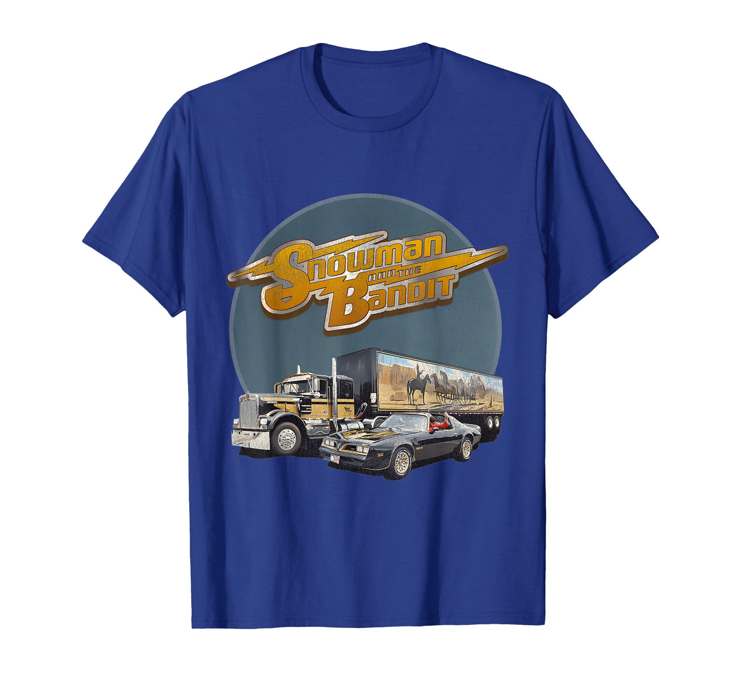 Huiibao Unisex Adult Retro Trucking Snowman And The Bandit T-Shirt - Black, Small