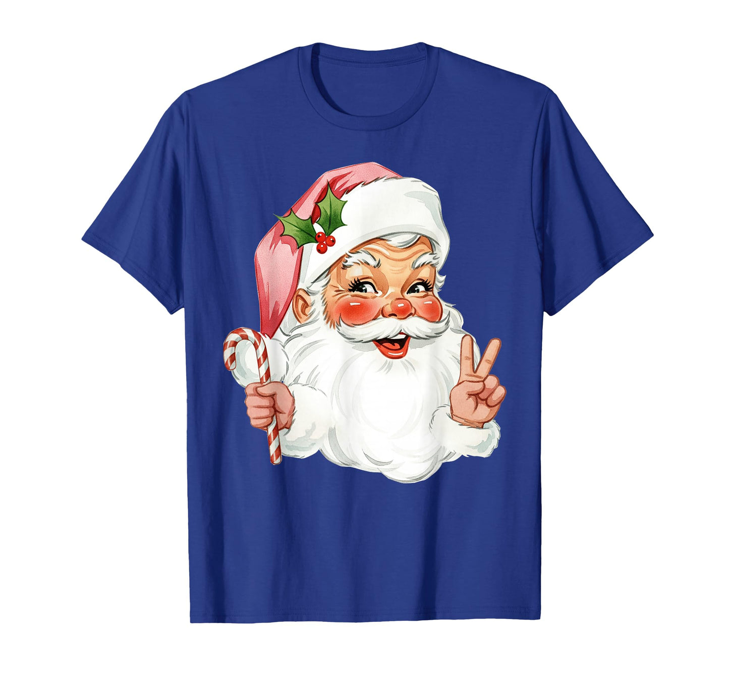 Vintage Pink Santa Claus Merry Christmas Pajamas Xmas Women T-Shirt