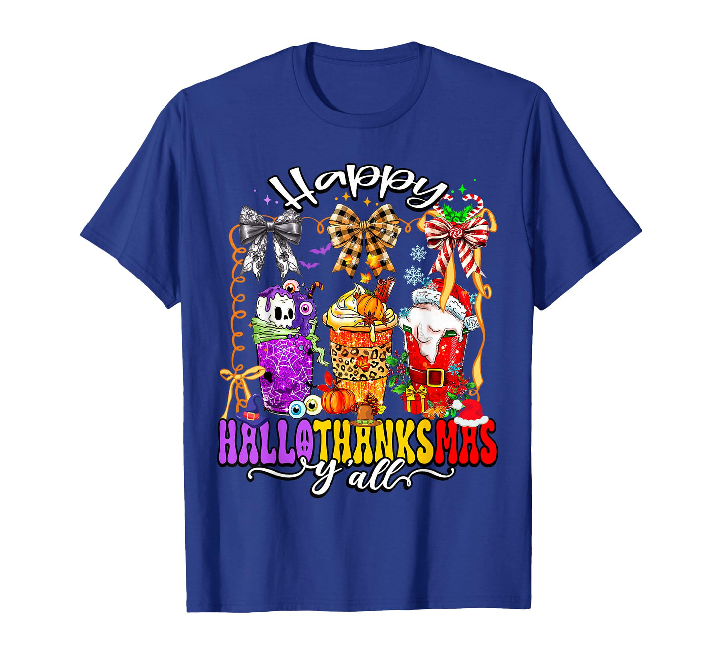 Happy Hallothanksmas Y'all Mix Halloween Thanksgiving Xmas T-Shirt