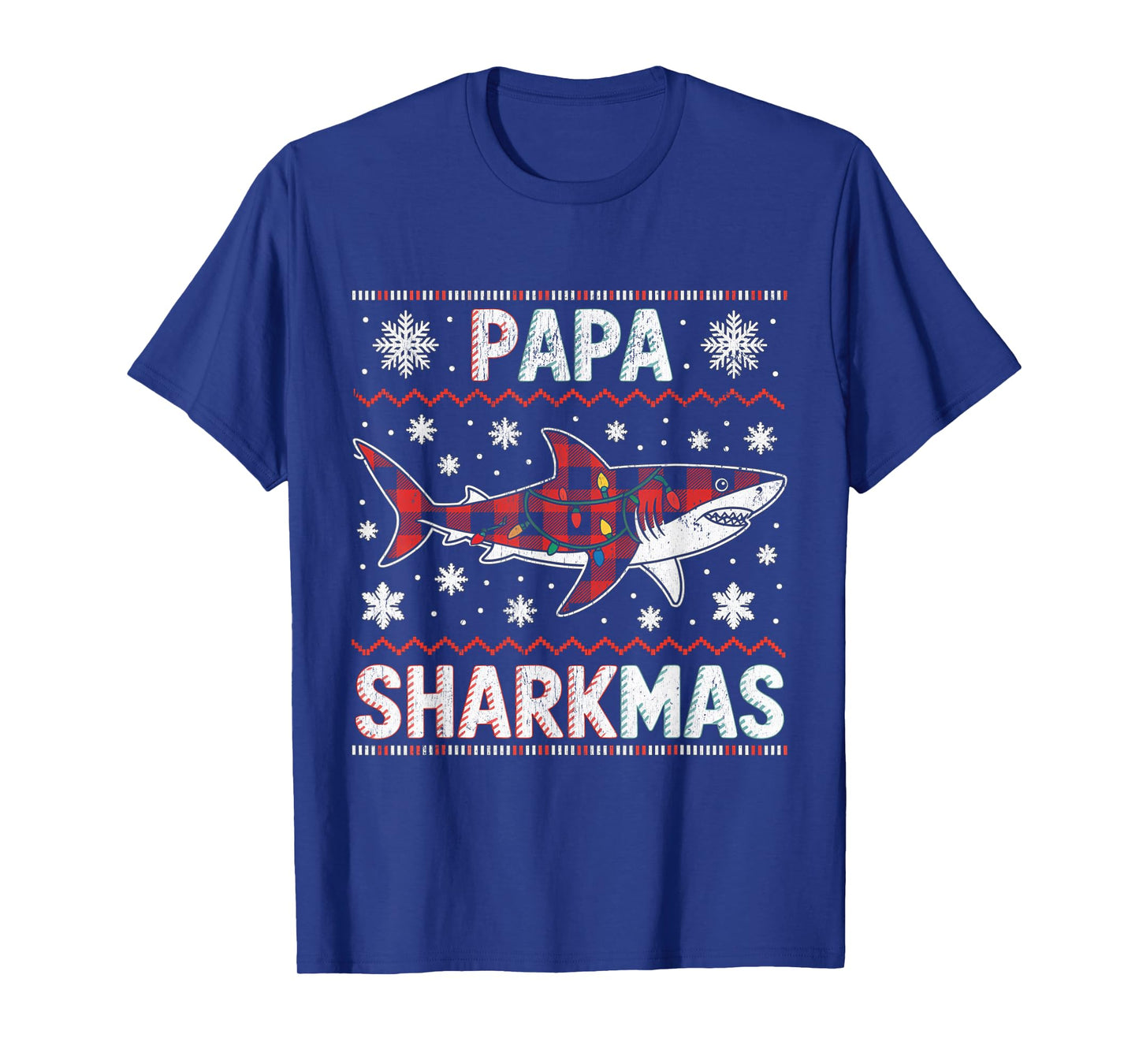 Papa Sharkmas Funny Shark Santa Hat Ugly Christmas Sweater T-Shirt