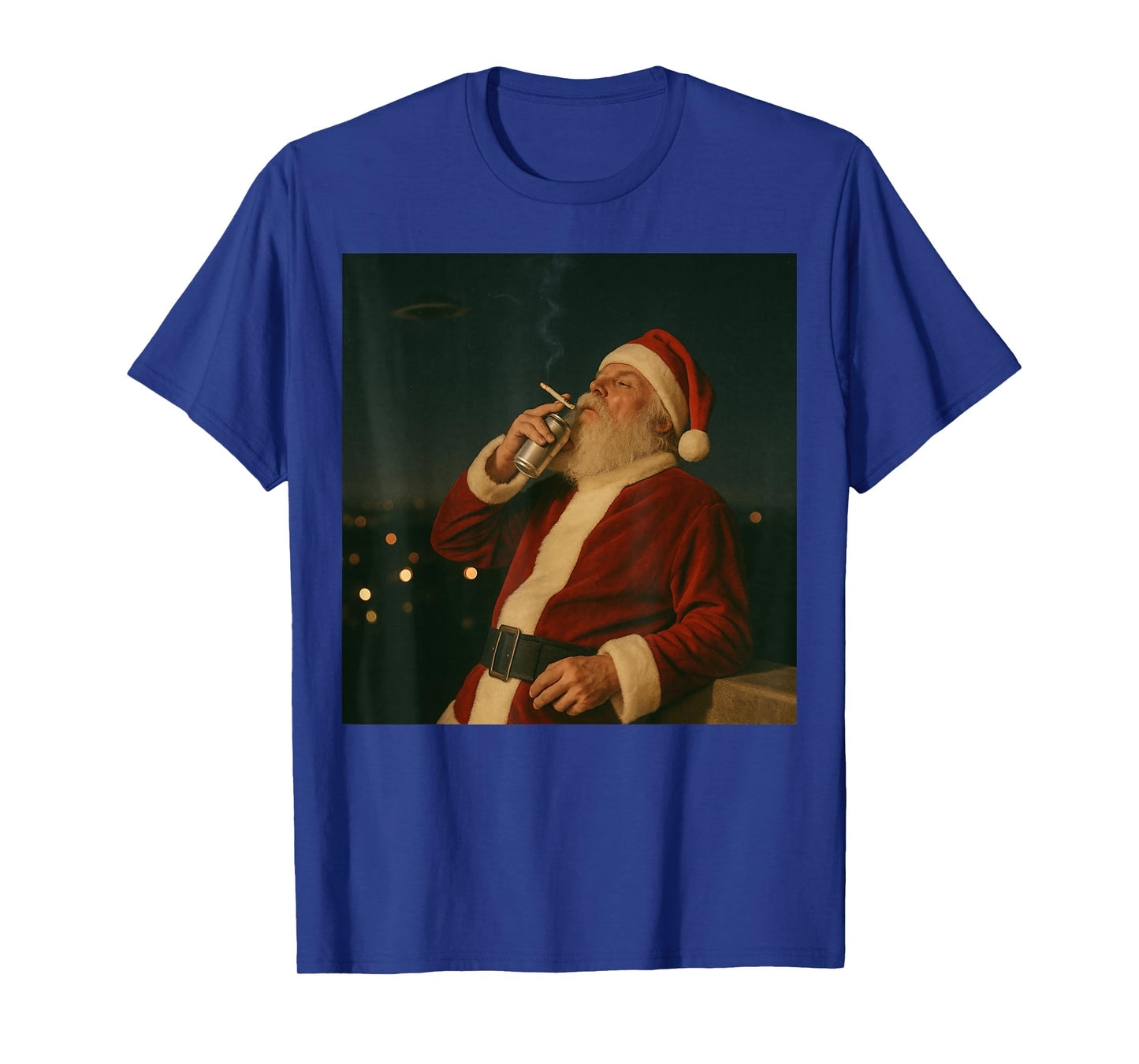 Funny Santa Claus 90's Aesthetic Vibes Christmas Flying UFO T-Shirt