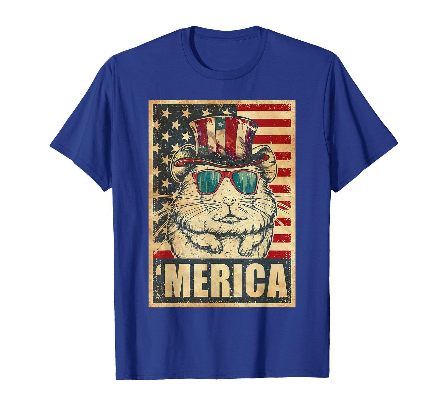 Hamster Merica Vintage American Flag 4th Of July T-Shirt for Women Kids Men