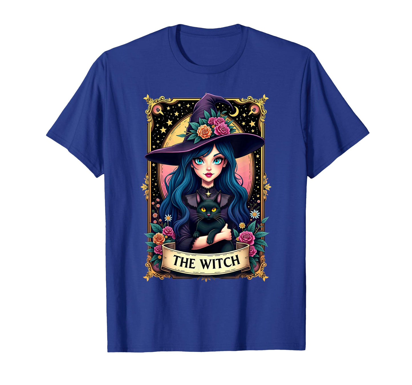 Gothic Tarot Card The Witch with Black Cat T-Shirt