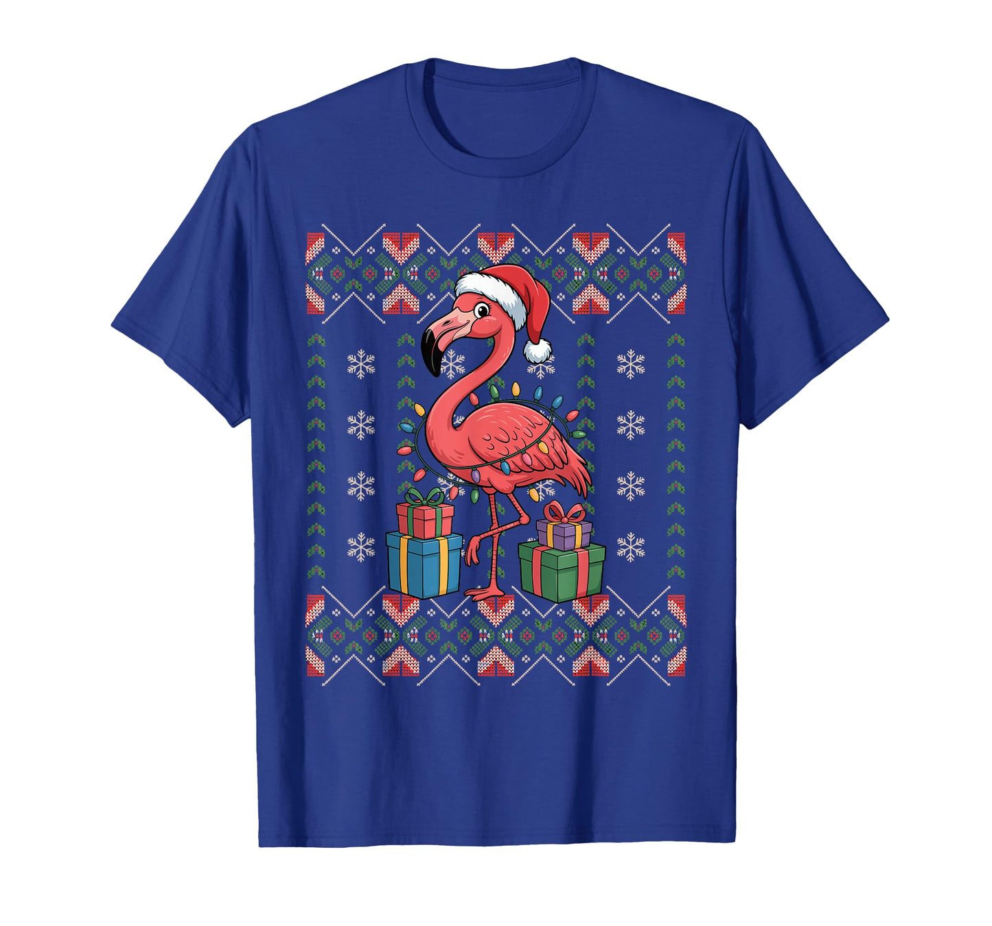Santa Flamingo Christmas Ugly Sweater Funny Holiday Pajamas T-Shirt