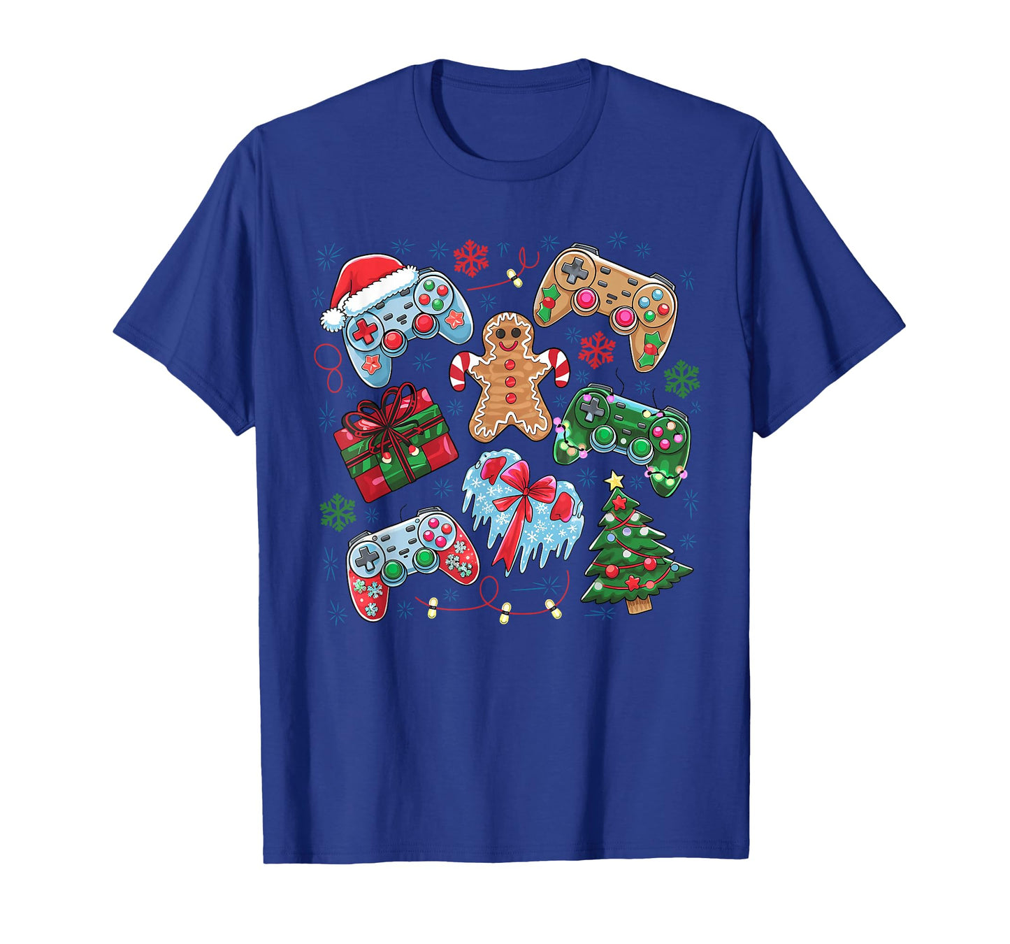 Boys Christmas Shirt Santa Elf Gaming Controllers Gamer Xmas T-Shirt