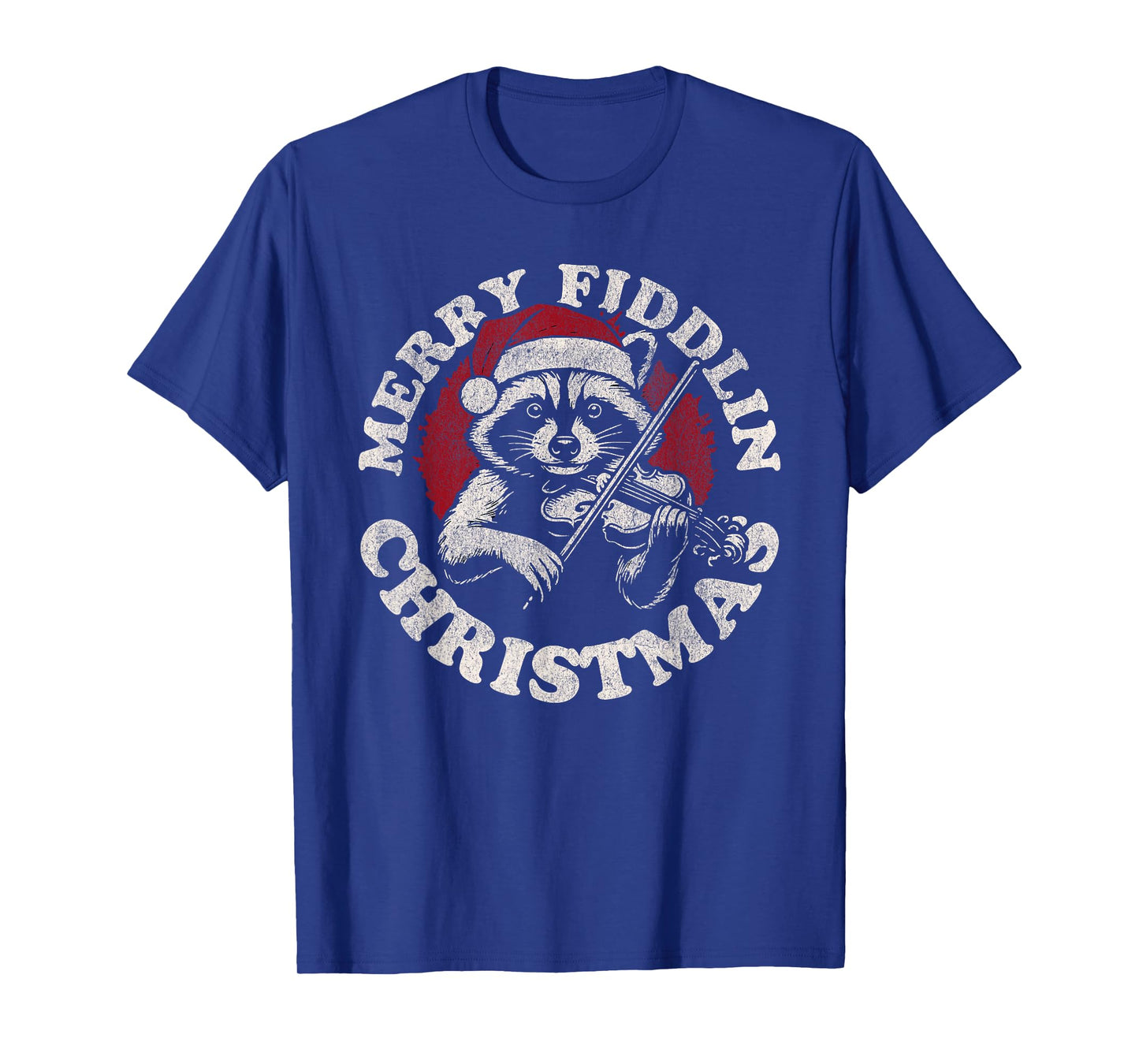 Bluegrass Holiday Raccoon Merry Fidding Christmas T-Shirt