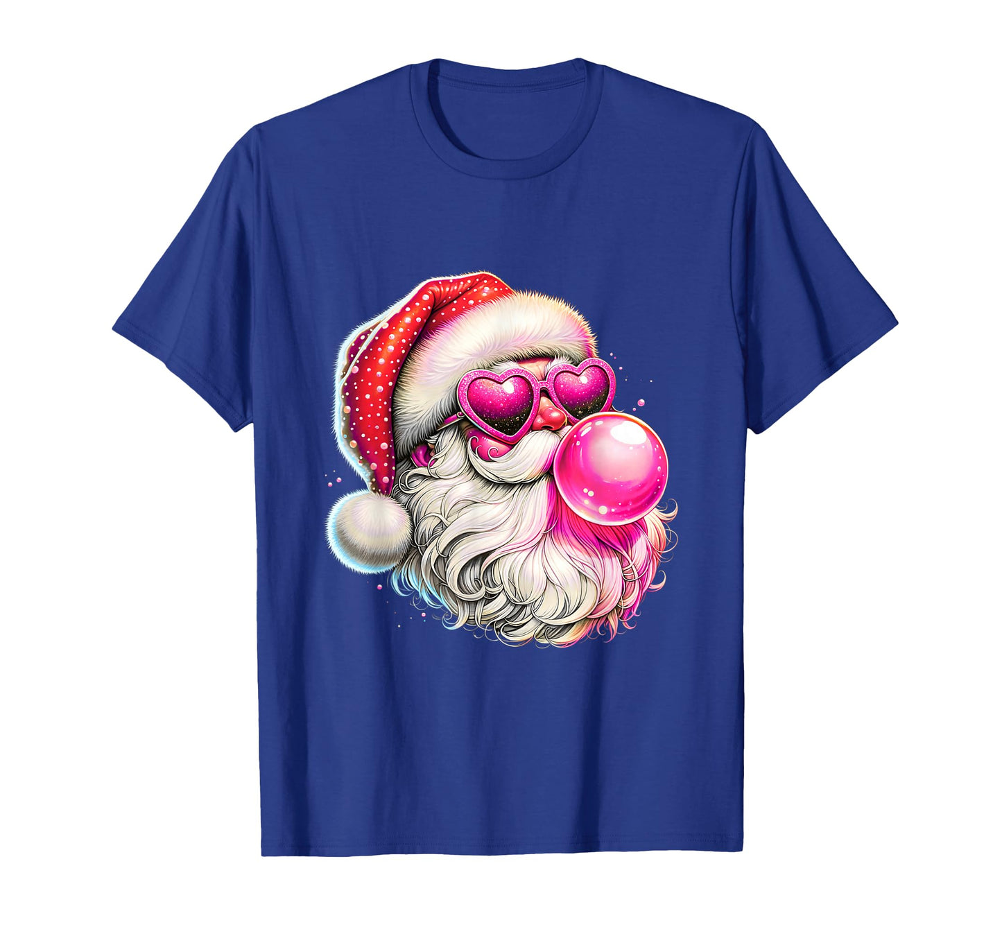 Vintage Retro Santa Christmas Bubble Gum Pink Sunglasses T-Shirt
