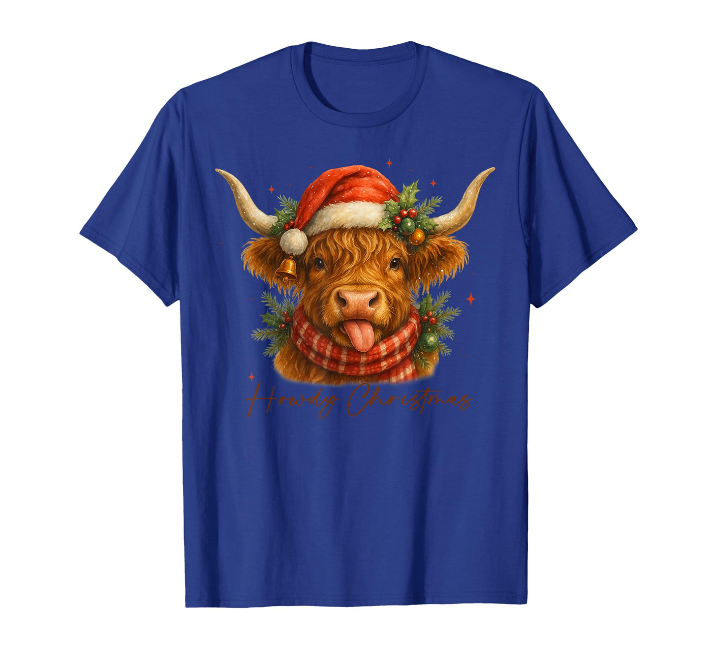 Howdy Christmas Scottish Highland Cow Santa Xmas Cow Lover T-Shirt