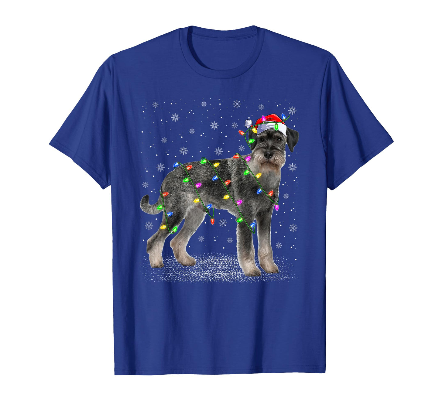 Schnauzer Dog Christmas Lights Santa Pet Dog Lover Xmas T-Shirt