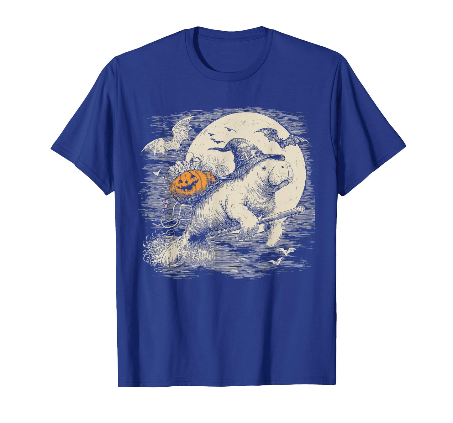 Manatee Witch Hat Pumpkin Halloween Costume Men Women Kids T-Shirt
