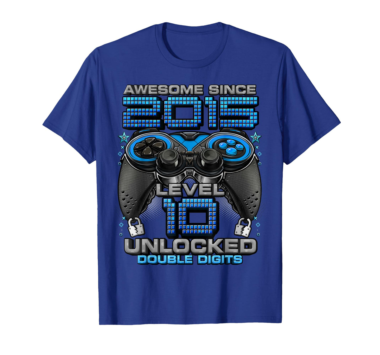 Level 10 Unlocked Awesome Since 2015 10th Birthday Gaming T-Shirt