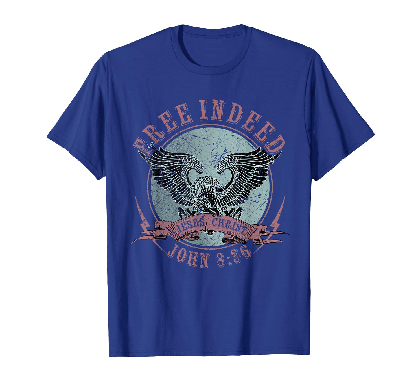 Free Indeed Faith Based Christian, John 8:36 Bible Verse Tee T-Shirt