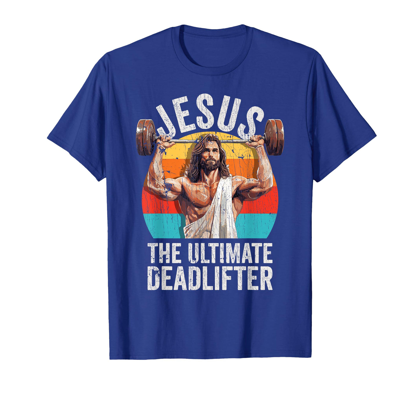 Vintage Jesus The Ultimate Deadlifter Funny Gym Bodybuliding T-Shirt