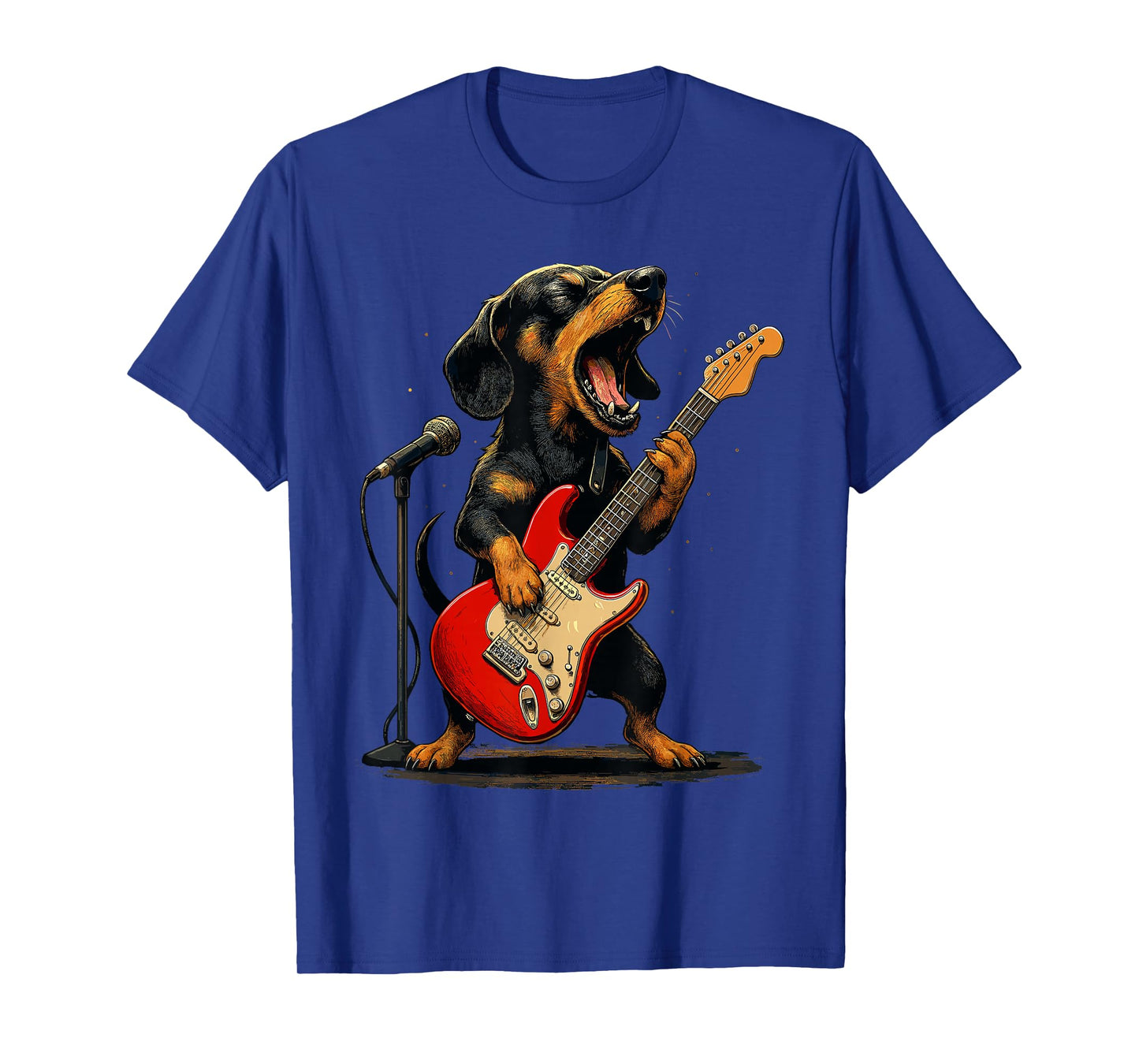 Dachshund Dog Guitar Shirt, Funny Rock and Roll Weenie Dog T-Shirt