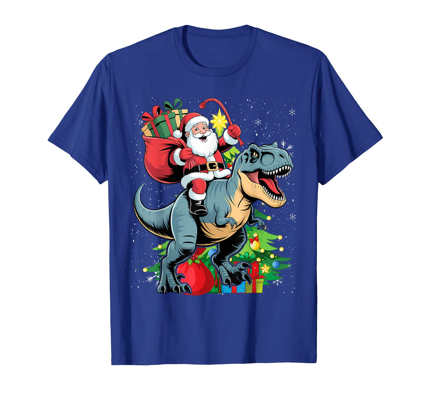 Santa Riding Dinosaur T rex Christmas Boys Men Xmas T-Shirt