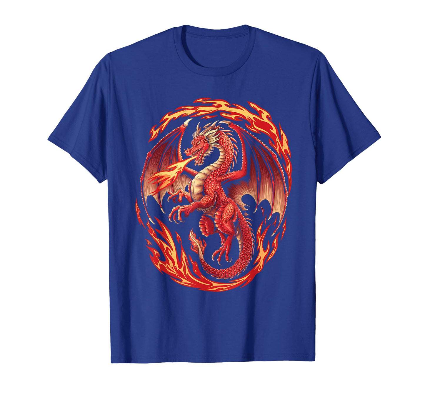 Mythical Red Dragon Breathes Fire On Clouds, Boy Girl Dragon T-Shirt