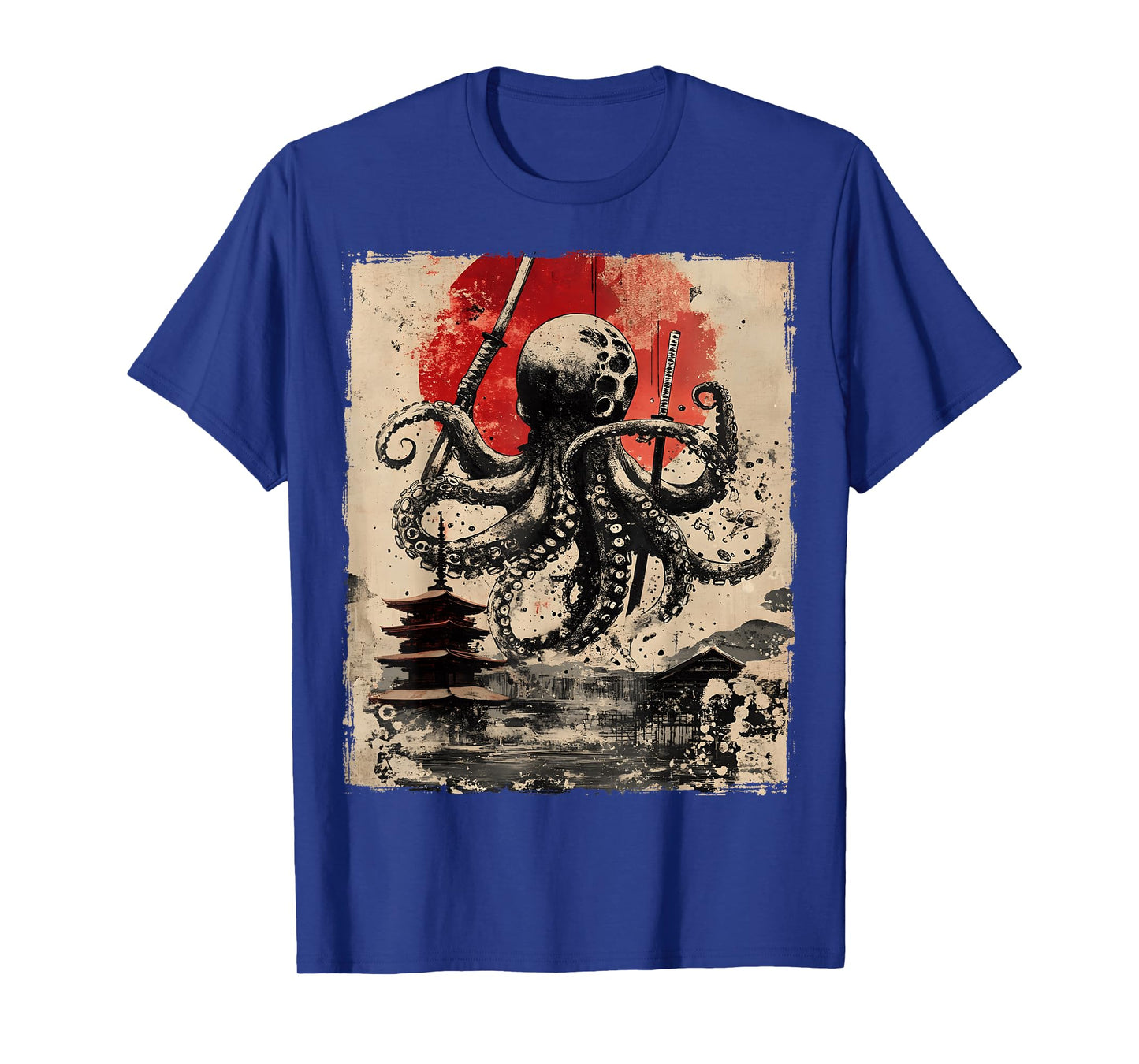 Samurai Octopus Japanese Funny Vintage Ukiyo-e Art T-Shirt