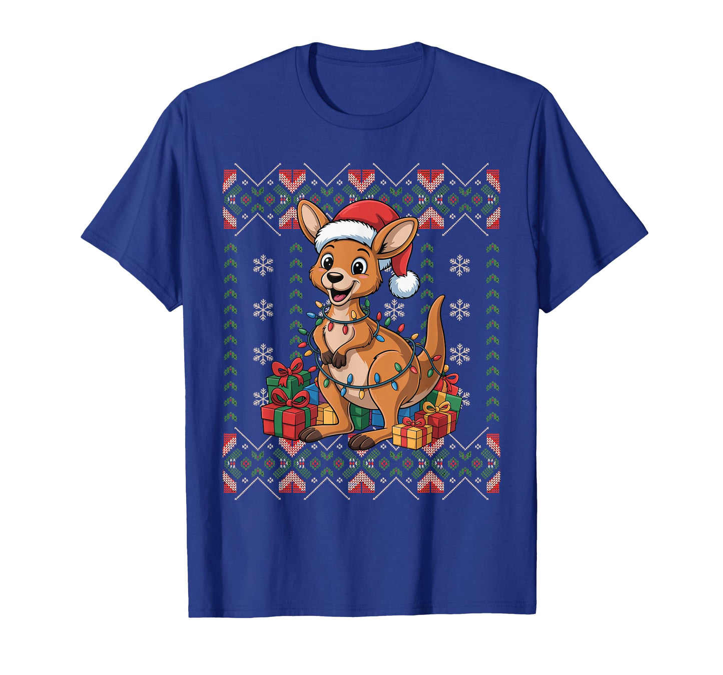 Santa Kangaroo Christmas Ugly Sweater Funny Holiday Pajamas T-Shirt