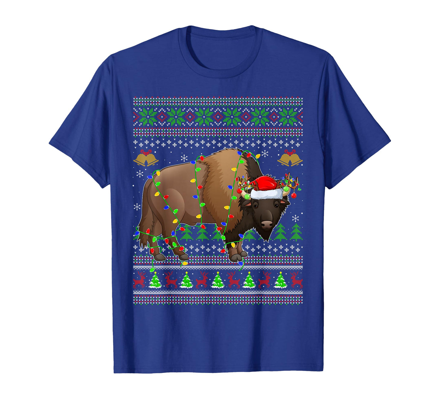 Bison Ugly Christmas Sweaters Holiday Santa Cute Xmas T-Shirt