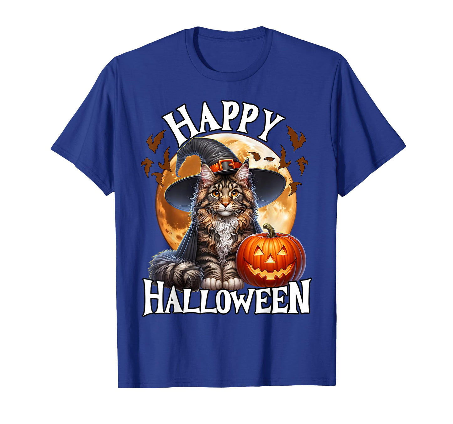 Halloween Maine Coon Cat Witch Costume Halloween Cat T-Shirt