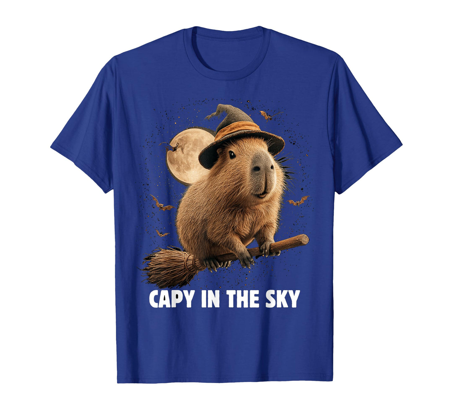 Capybara Witch Broom Funny Halloween Design T-Shirt
