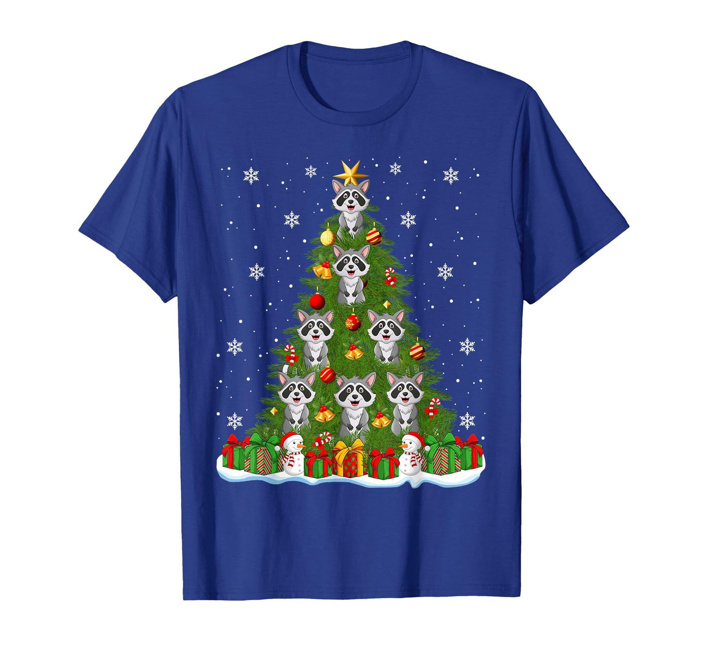 Raccoon Christmas Tree Holiday Decor Funny Xmas Lights T-Shirt