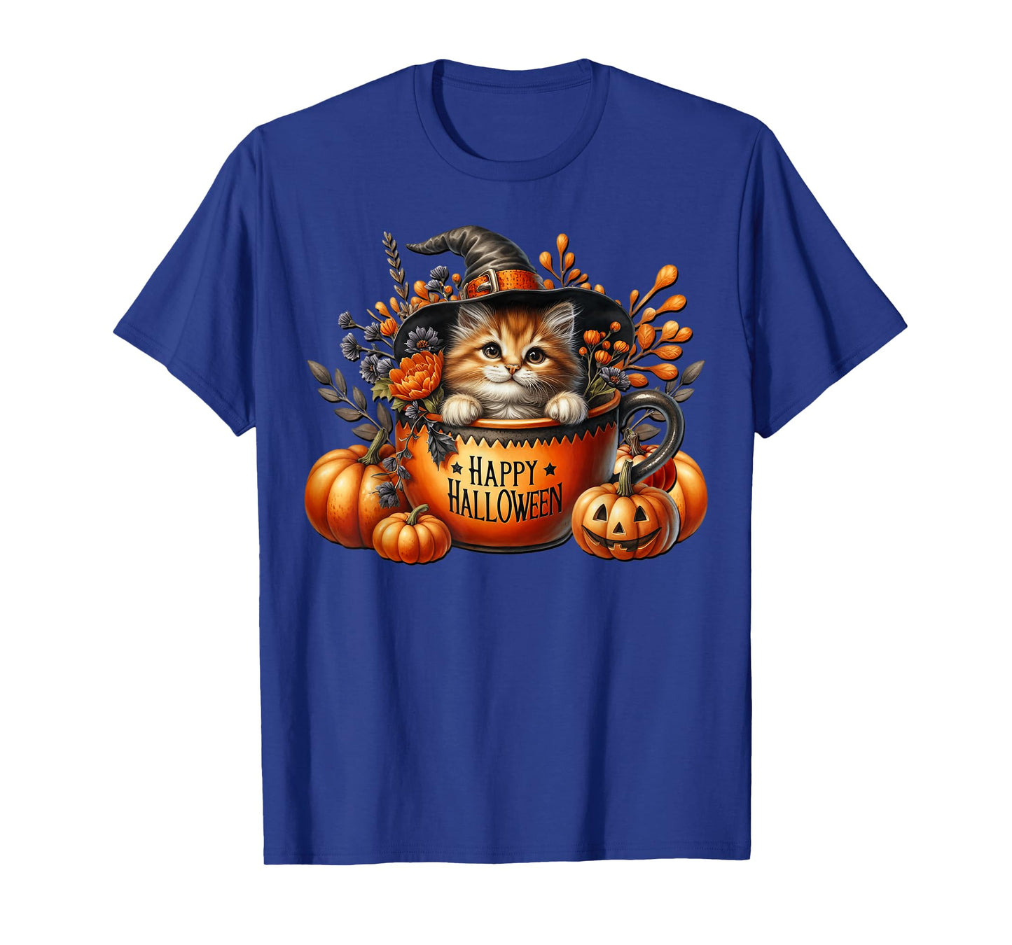 Halloween Witch Cat in Happy Halloween Coffee Mug Kitten Mom T-Shirt
