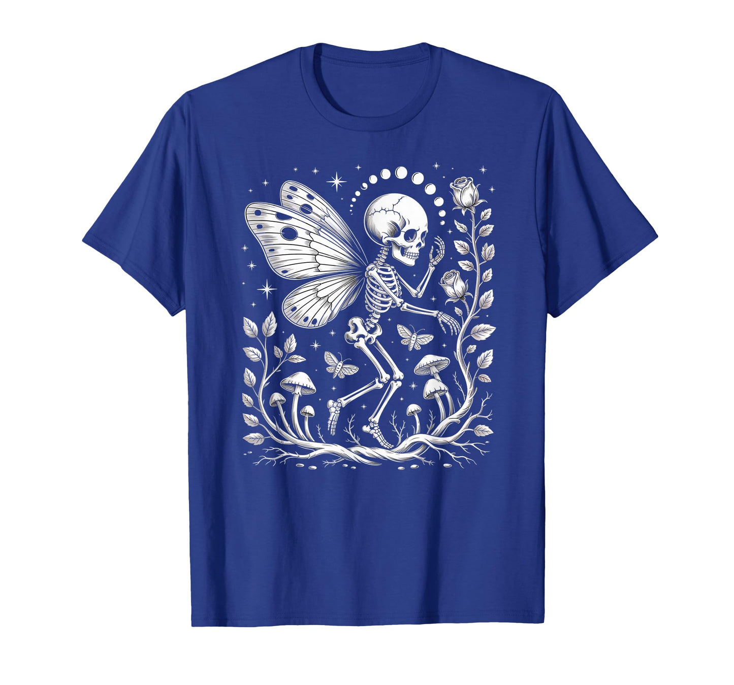 Skeleton Fairy with Roses Mushrooms and Moons T-Shirt