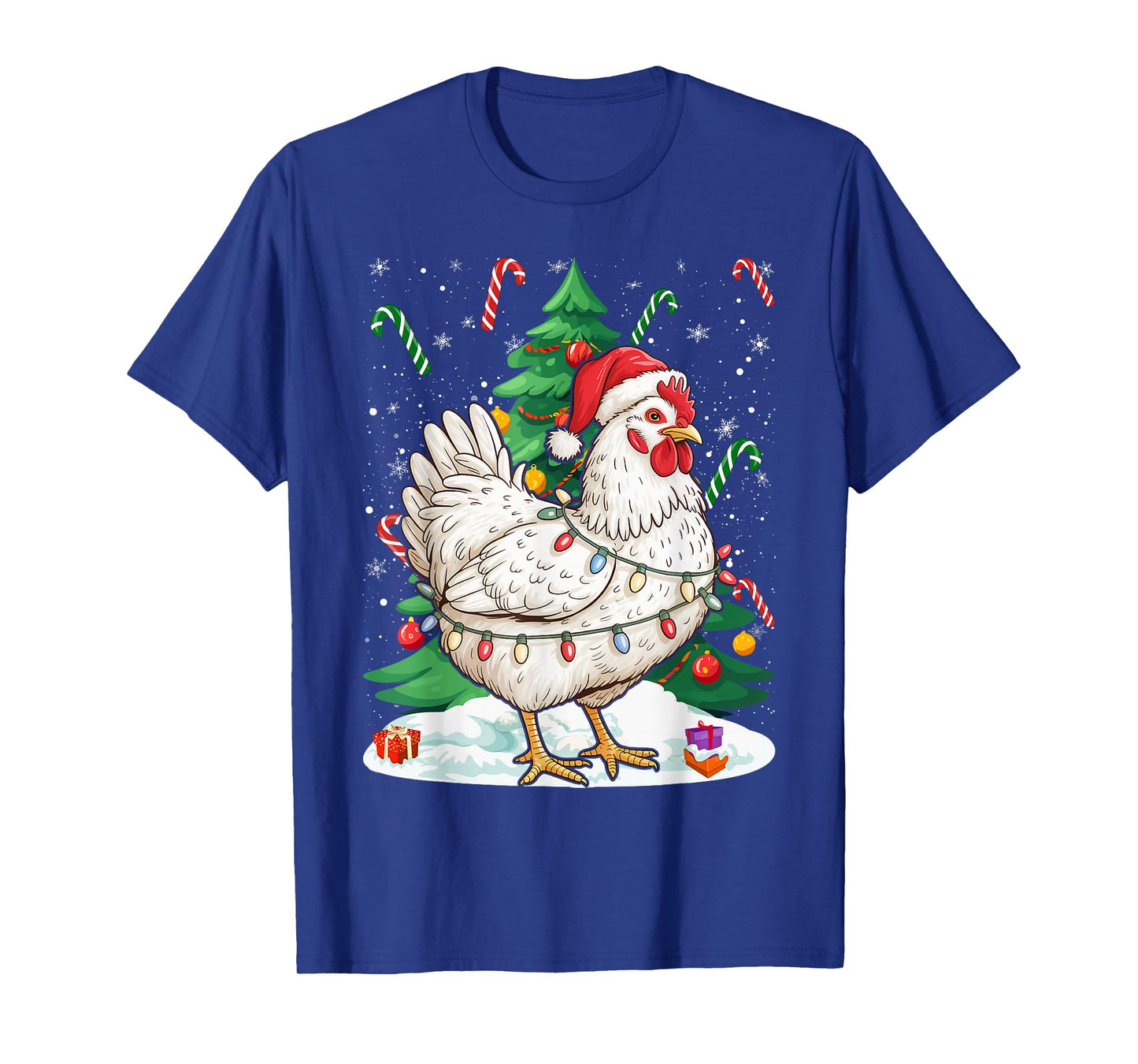 Chicken Christmas Santa Hat Xmas Kids Boys Girls T-Shirt