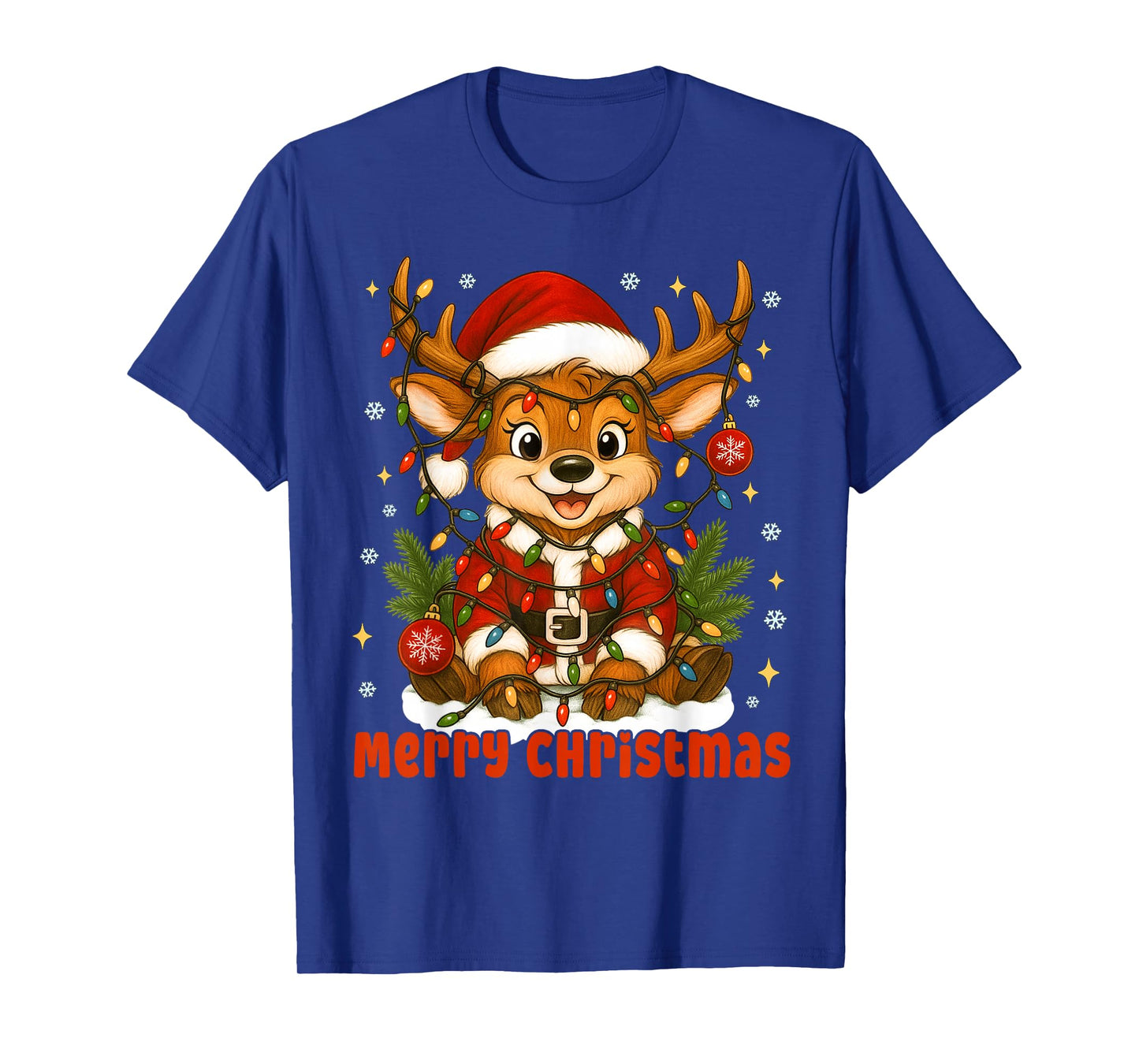 I'm Fine Everything is Fine Funny Christmas Reindeer Women T-Shirt