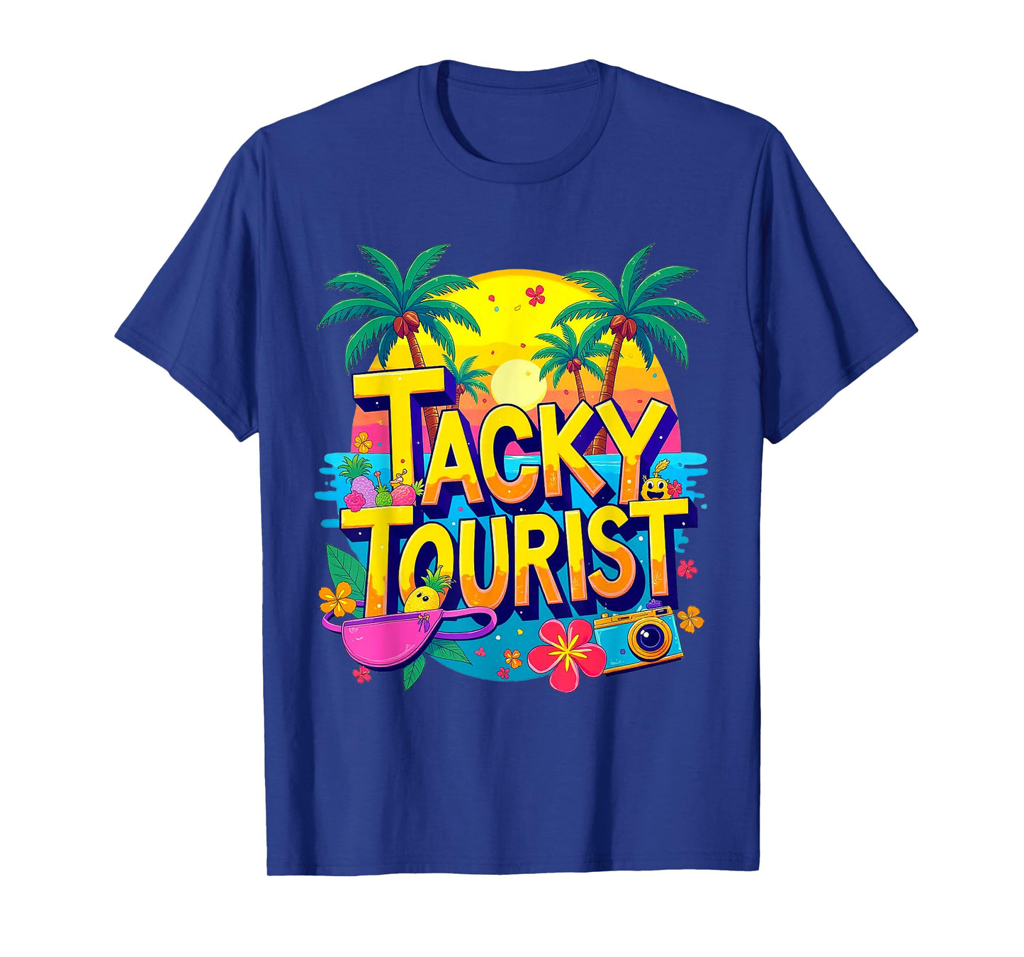 Funny Tourist Shirt & Vintage Hawaiian Accessories Unisex-Kids Tacky Tourist T-Shirt - Black, Small, Short Sleeve
