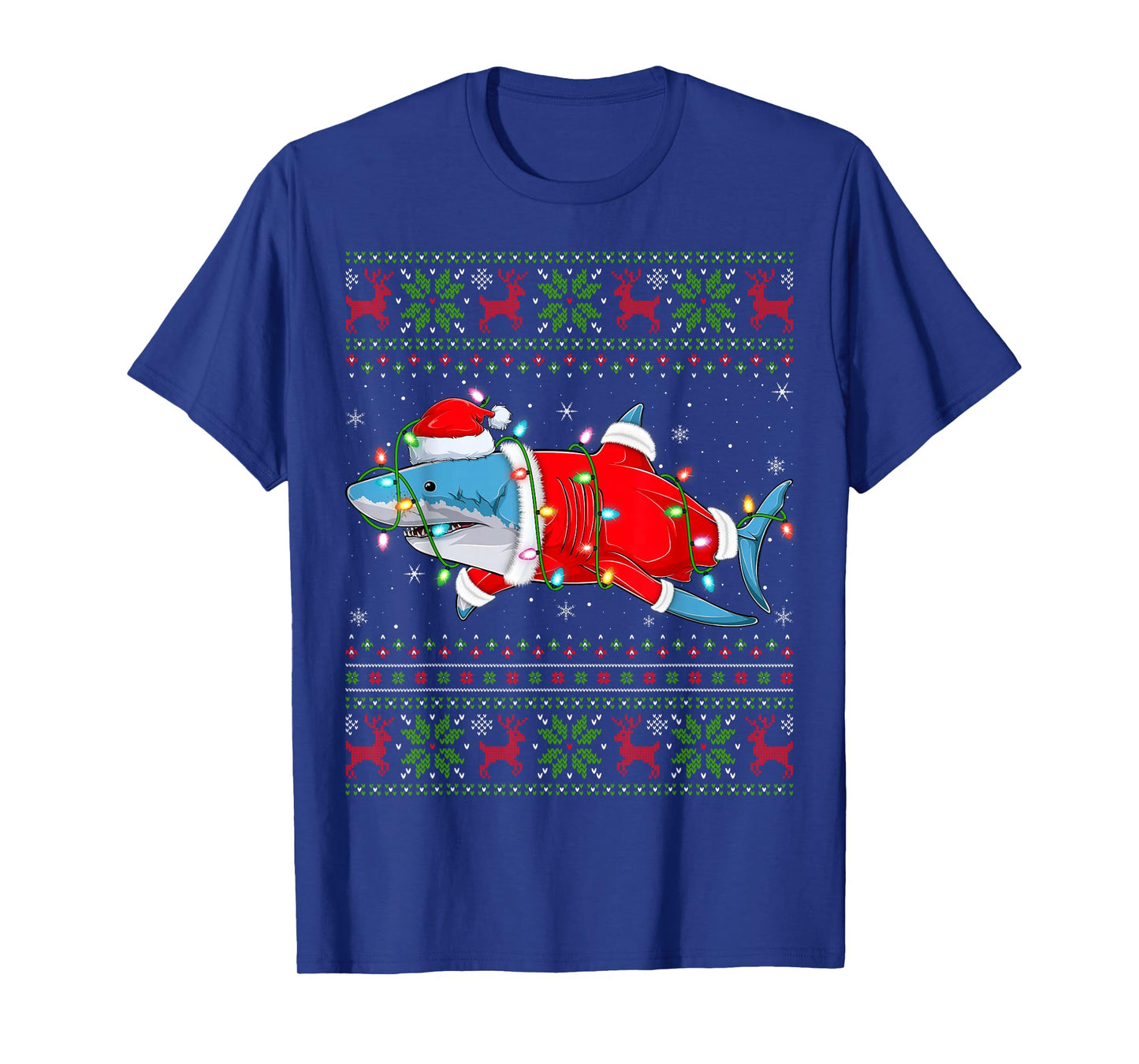 Shark Christmas Lights Santa Costume Ugly Xmas Sweaters T-Shirt