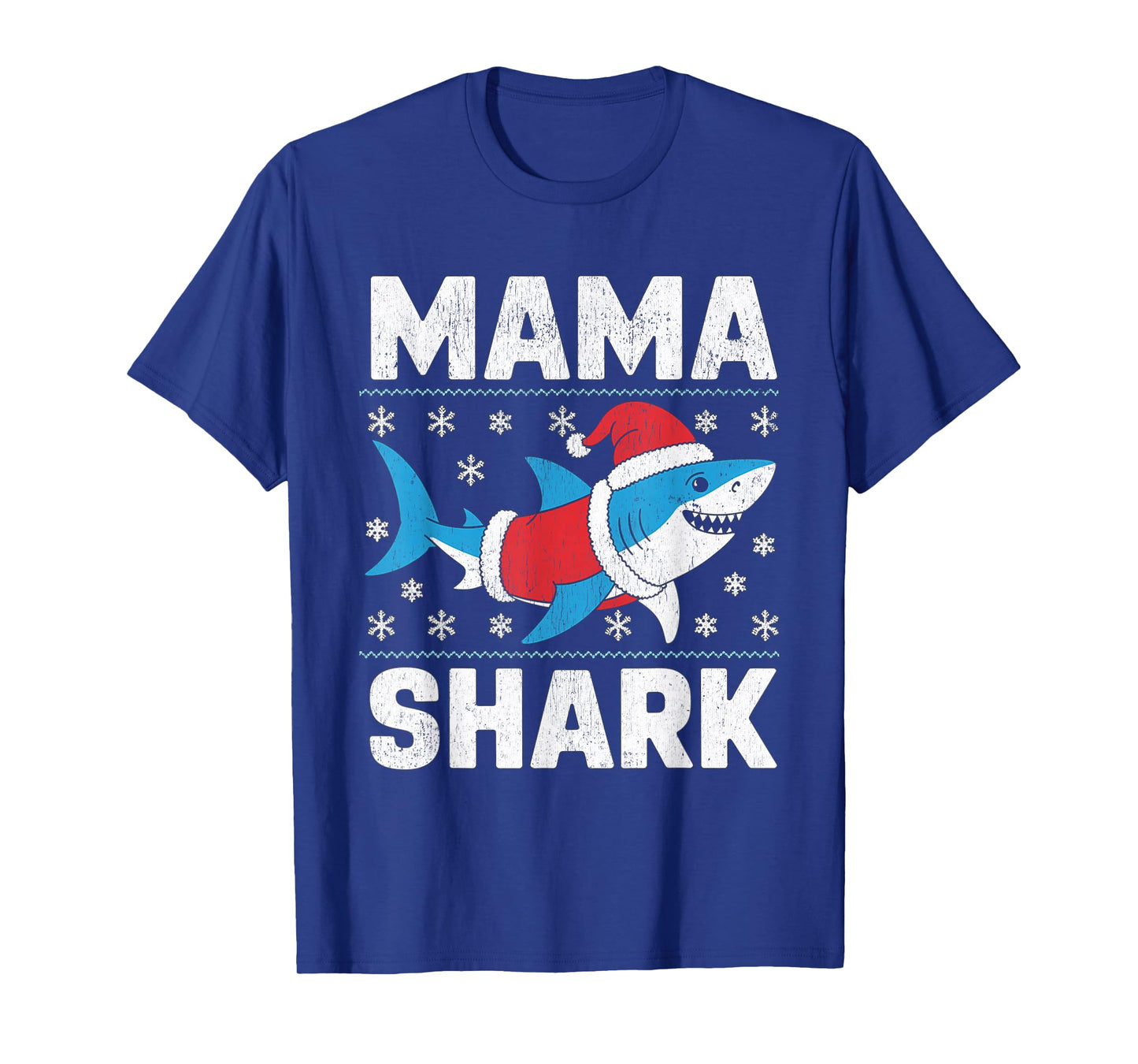 Mama Shark Funny Shark Santa Hat Ugly Christmas Sweater T-Shirt