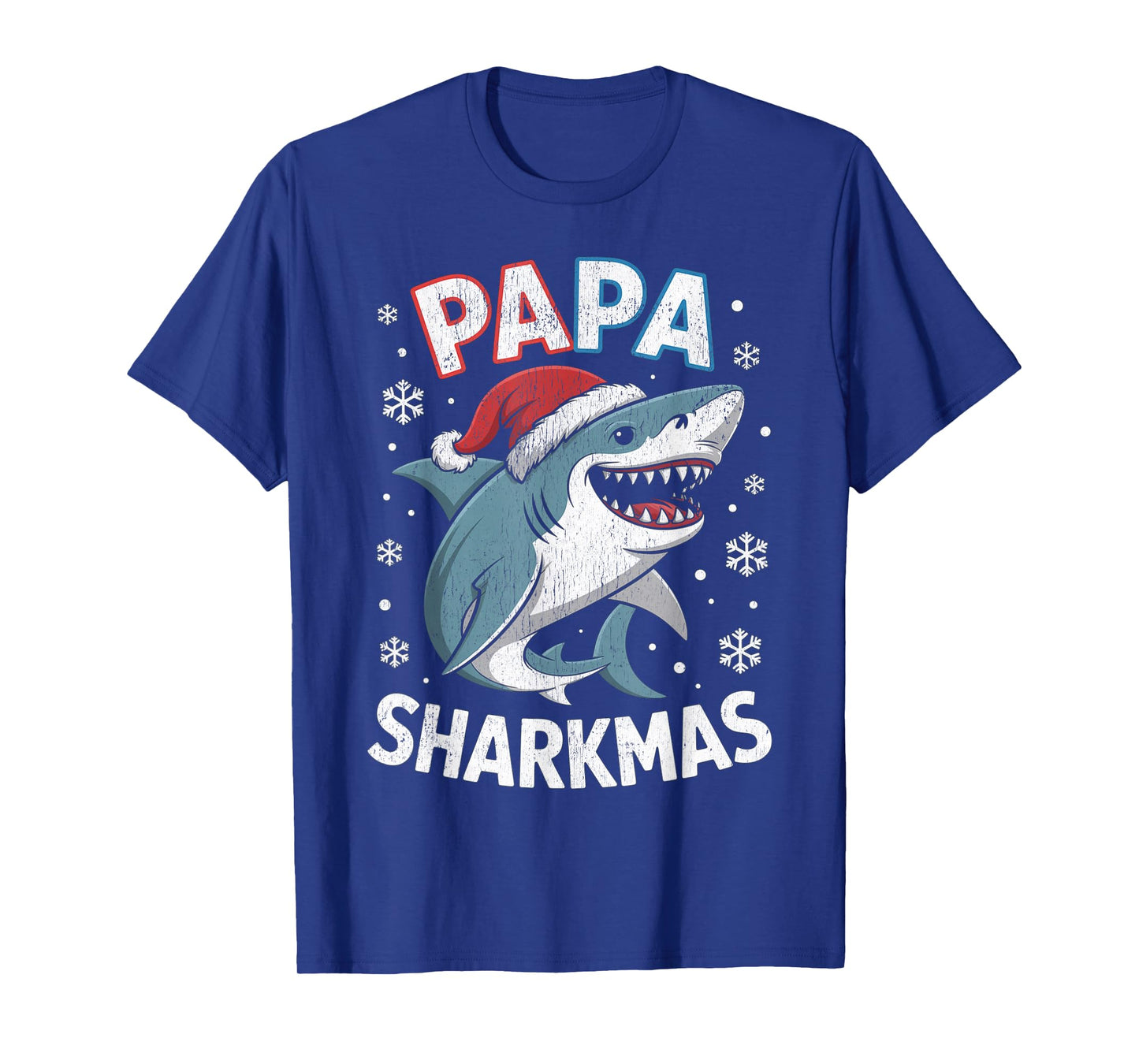 Papa Sharkmas Funny Shark Santa Hat Ugly Christmas Sweater T-Shirt