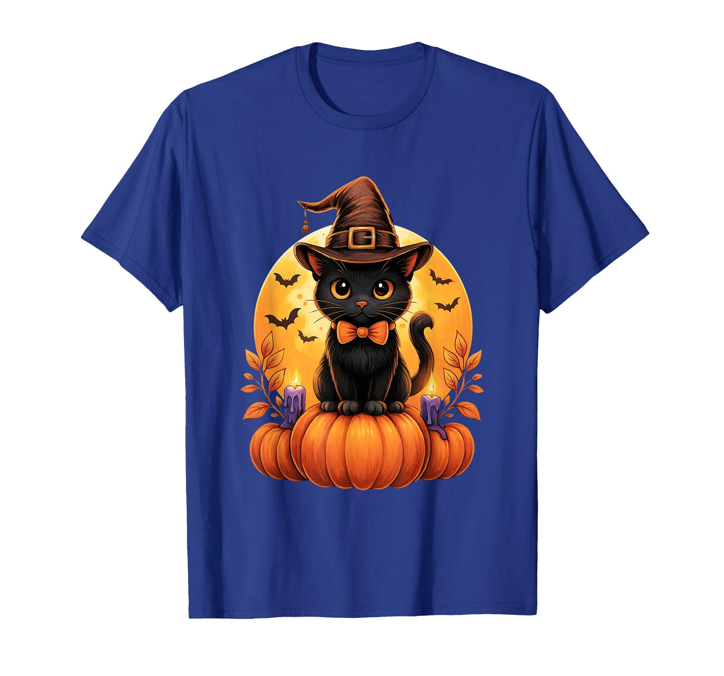 Cute Black Cat Witch Pumpkin Halloween Costume Fall Autumn T-Shirt