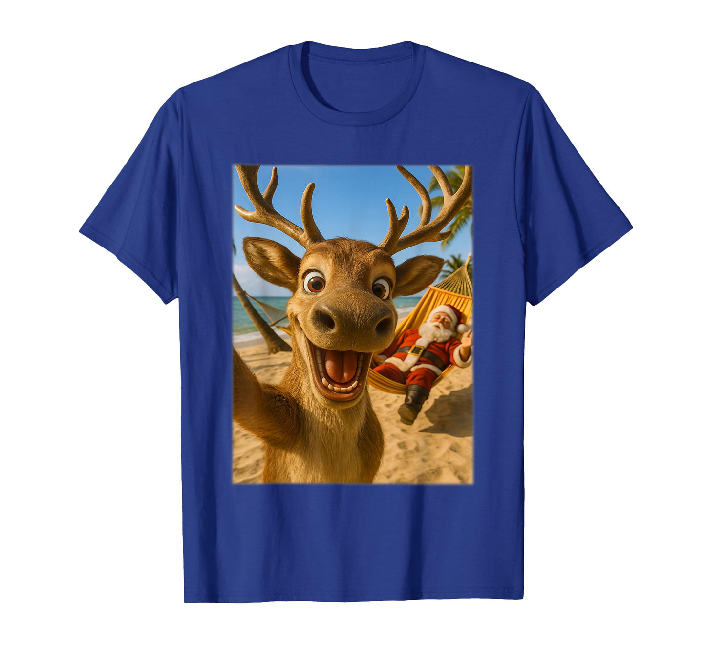 Christmas Reindeer Shirts for Women, Santa Reindeer Selfie T-Shirt