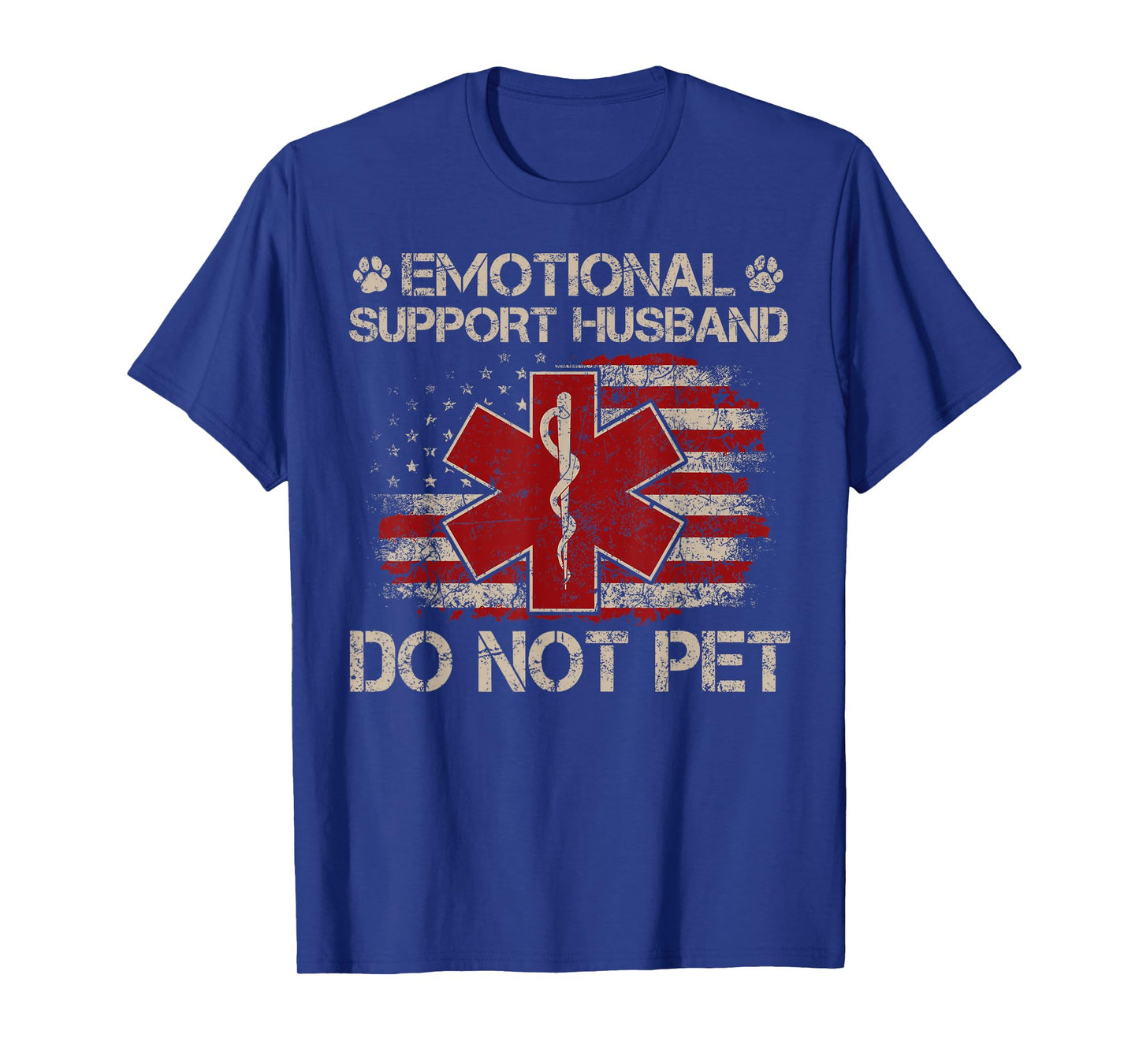 Emotional Support Husband Do Not Pet - Vintage American Flag T-Shirt