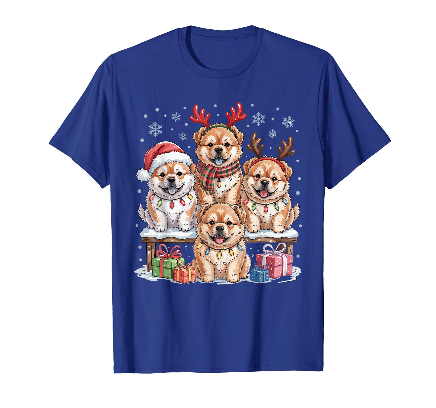 Cute Chow Chow Christmas Puppies Dog Lovers Funny Holiday T-Shirt