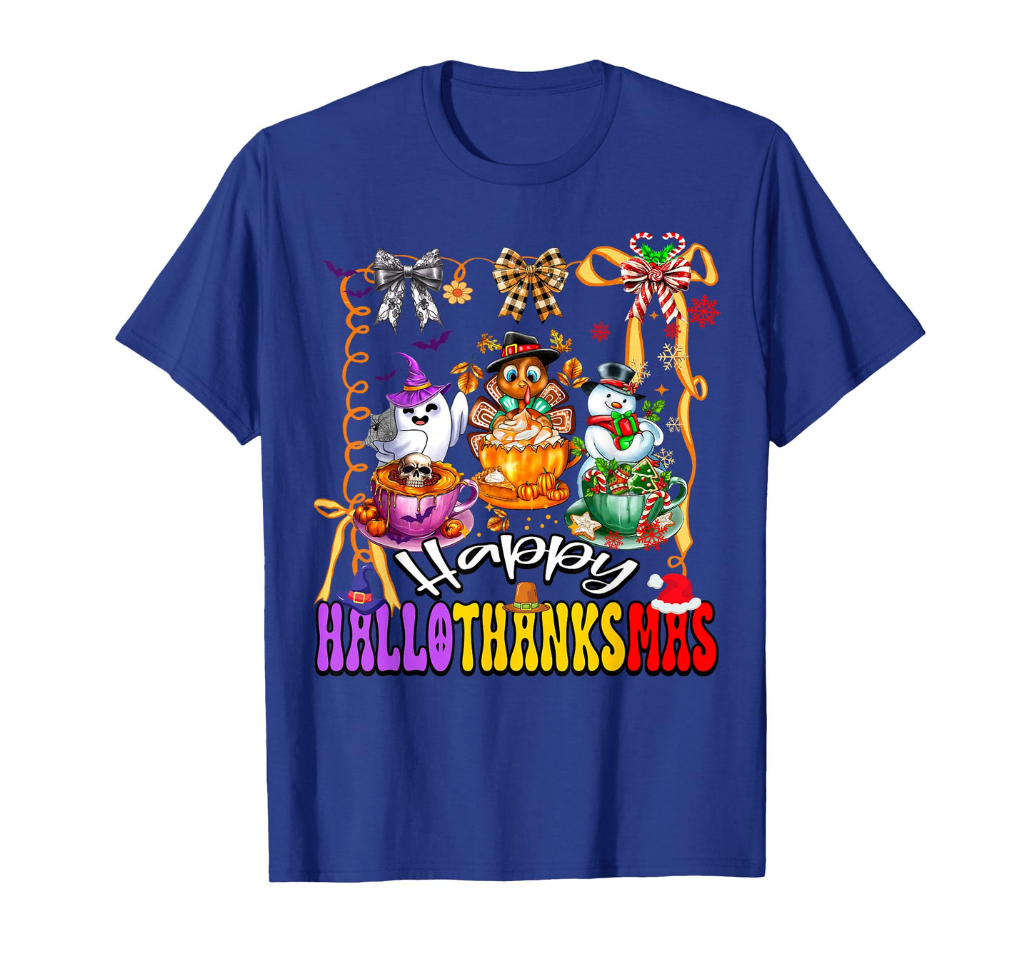 Happy Hallothanksmas Coquette Bow Coffee Latte Together Love T-Shirt