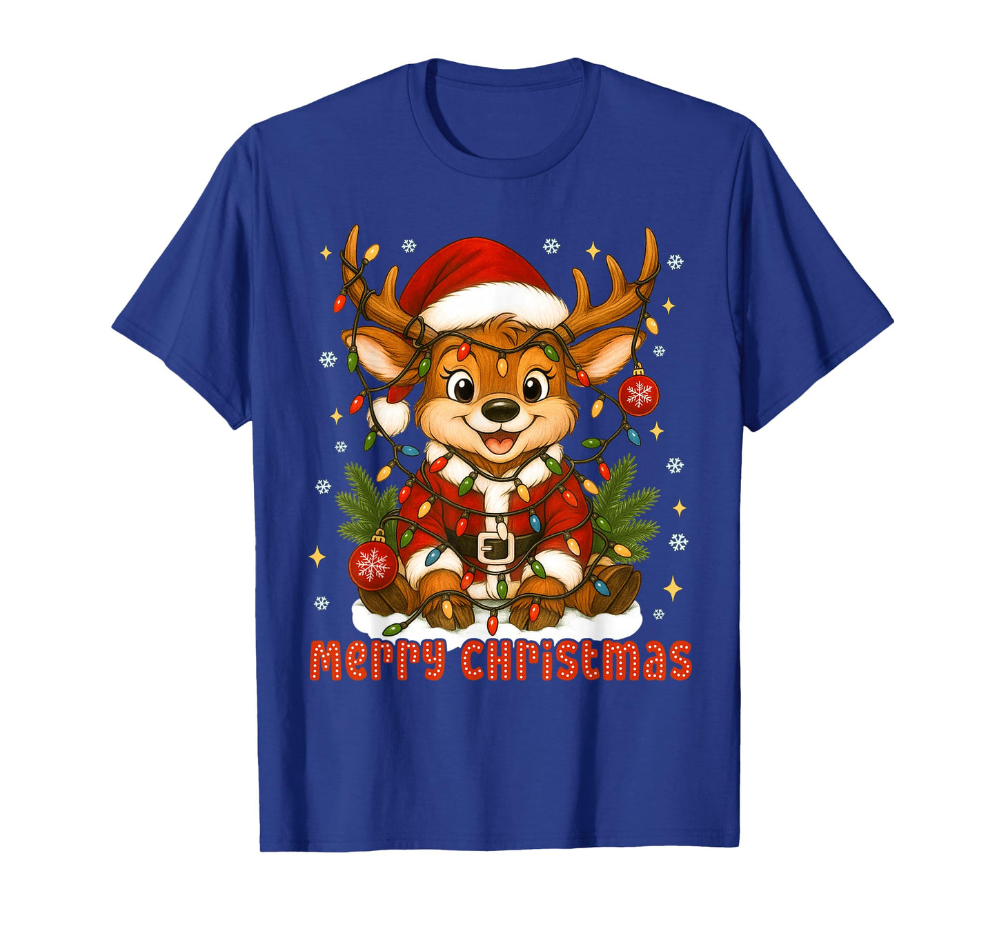 I'm Fine Everything is Fine Funny Christmas Reindeer Women T-Shirt