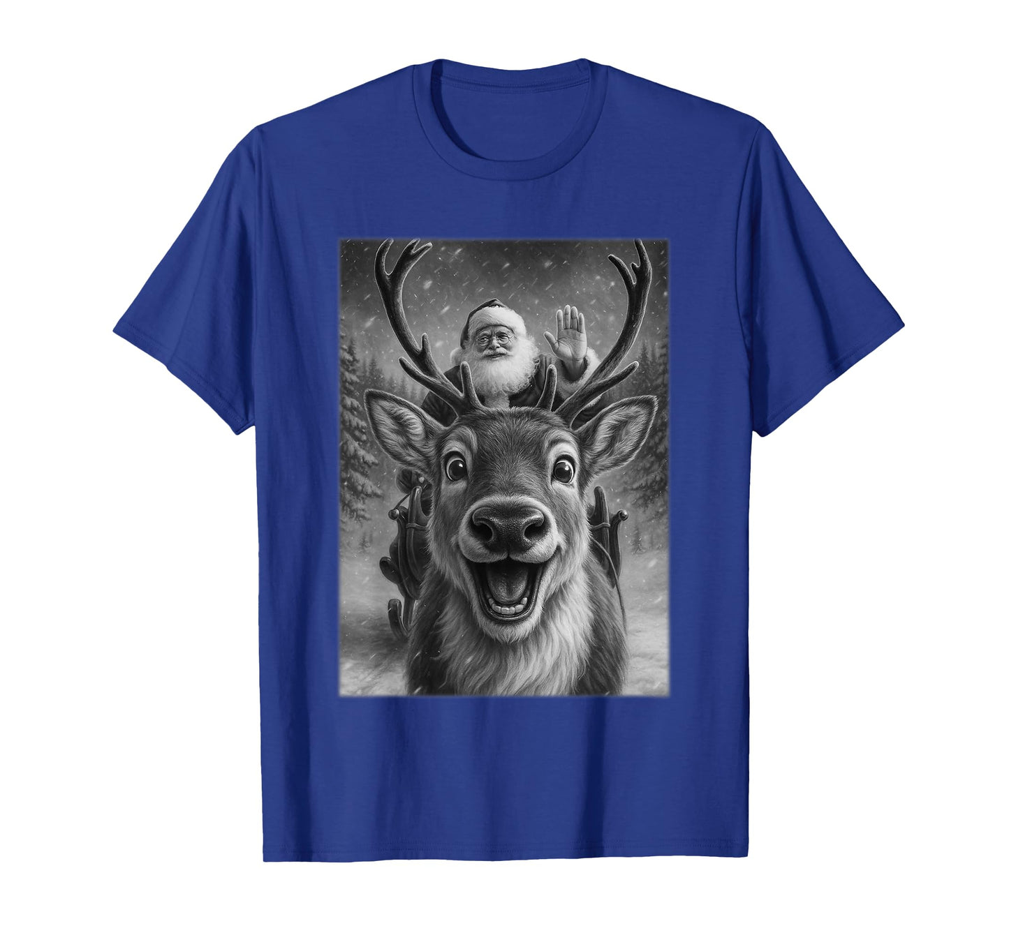 Christmas Reindeer Shirts for Women, Santa Reindeer Selfie T-Shirt