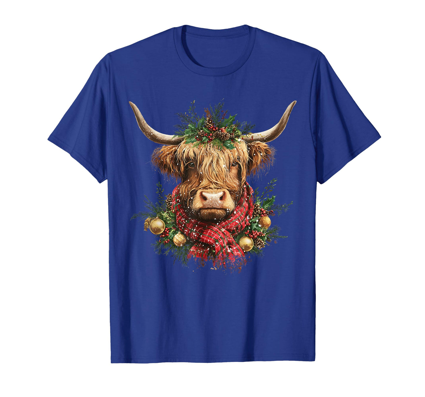 Cute Highland Cow Christmas Santa Lover Farm Xmas Pajamas T-Shirt